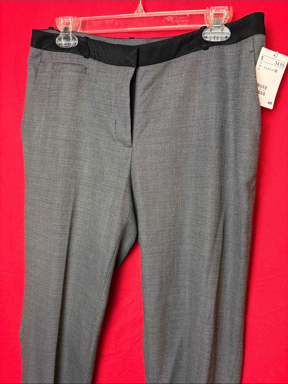 NWT H&M Women Gray Dress Pants tweed look taper leg 12